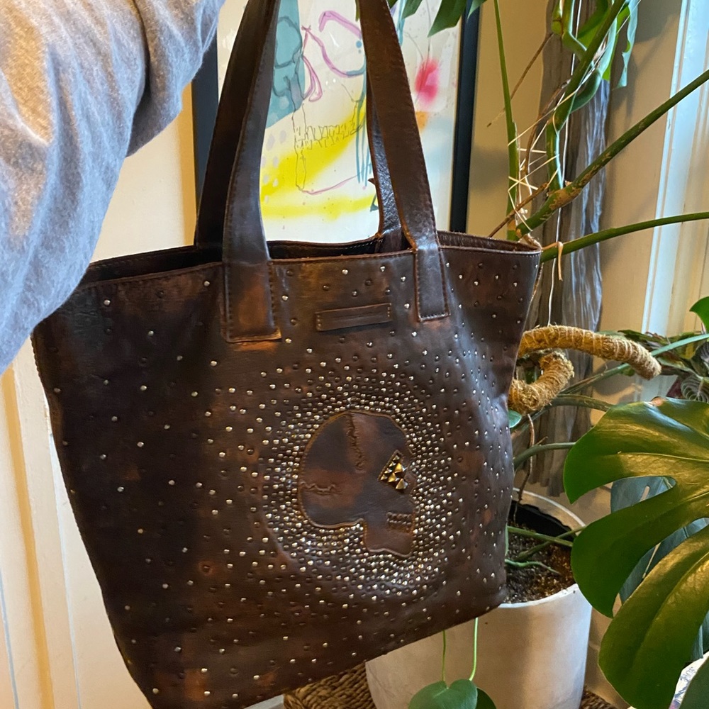 Frye Studded Skull tote